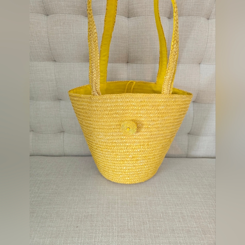 Gorgeous Sunshine Yellow Summer Basket Tote or Shoulder  Bag - NWT!